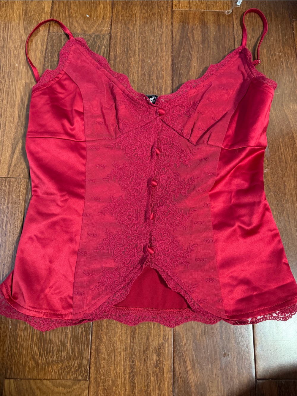 Princess Polly Red Satin Lace-Trim Cami Bustier